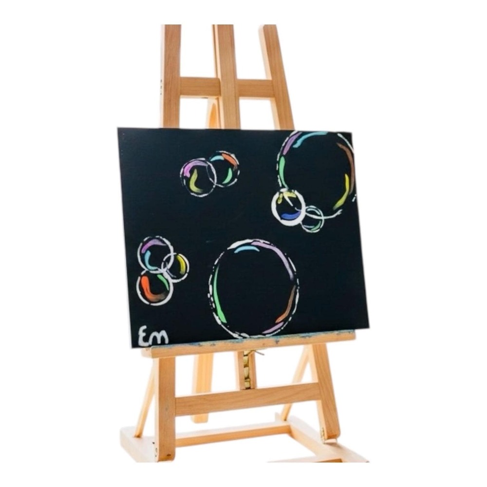 Handmade Bubble Painting Abstract Canvas Art: Colorful Modern Nursery Decor